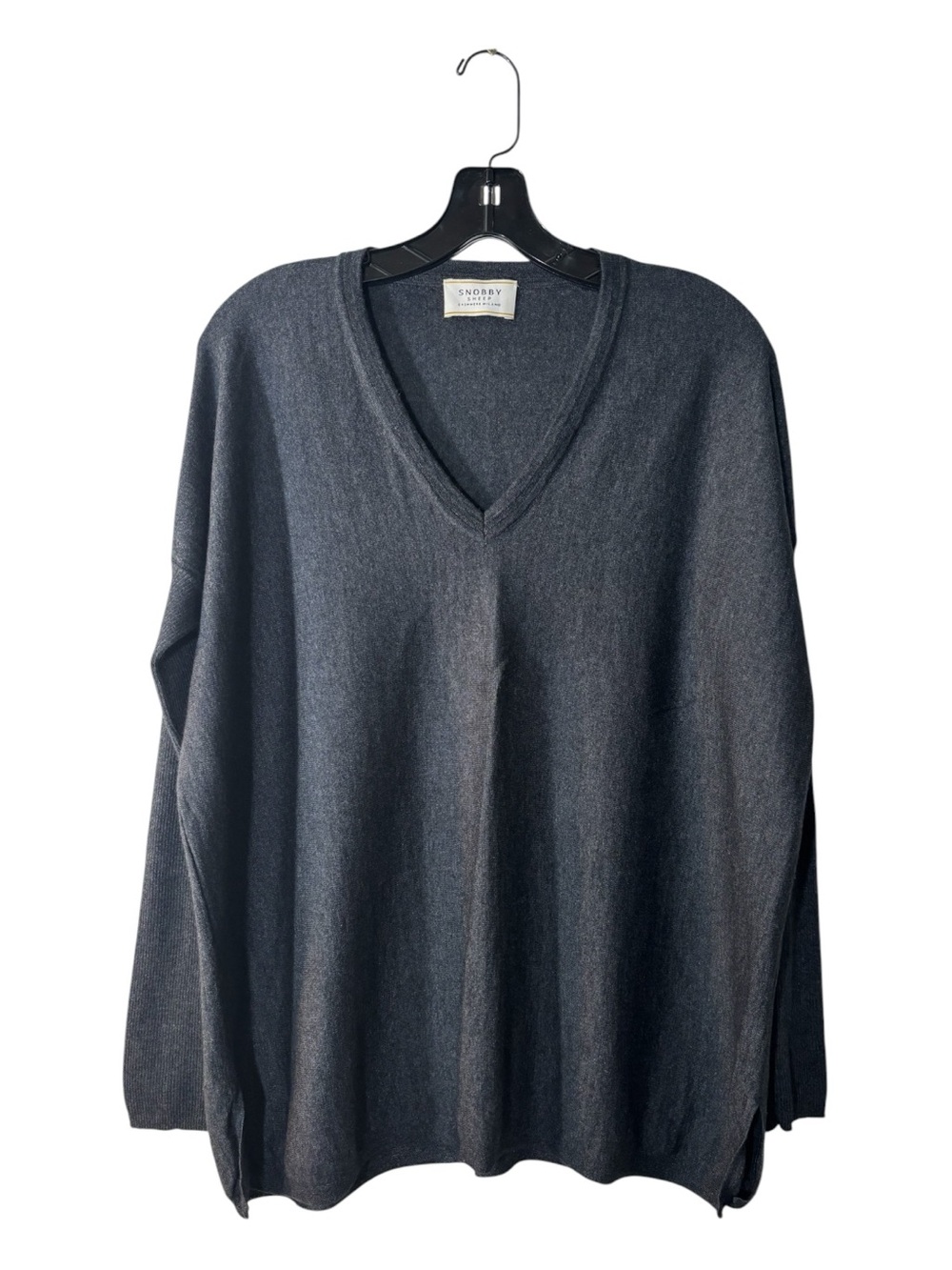 Snobby Sheep Cashmere Charcoal Grey V-Neck Sweater Size 40 - Picture 2 of 11
